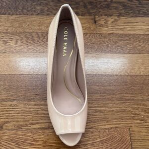 Cole Haan Dorado Platform Pump Blush Peep Toe Patent Leather Heels size 6.5